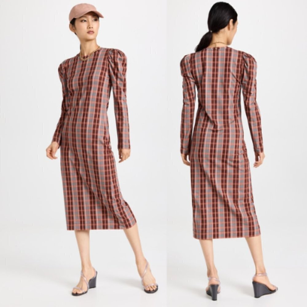 New! Tanya Taylor Nancy dress long sleeve plaid 17391